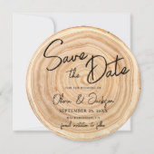 Rustic Wood QR Code Wedding Save the Date 招待状 (正面)