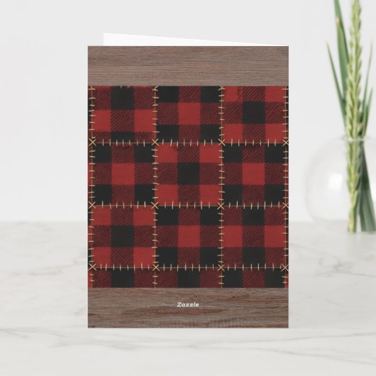 Rustic Wood Red Plaid Happy Birthday my Husband  カード (裏面)