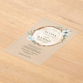 Rustic Wood Slice Greenery Wedding アクリル招待状 (レイダウン)