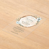 Rustic Wood Slice Greenery Wedding アクリル招待状 (レイダウン)