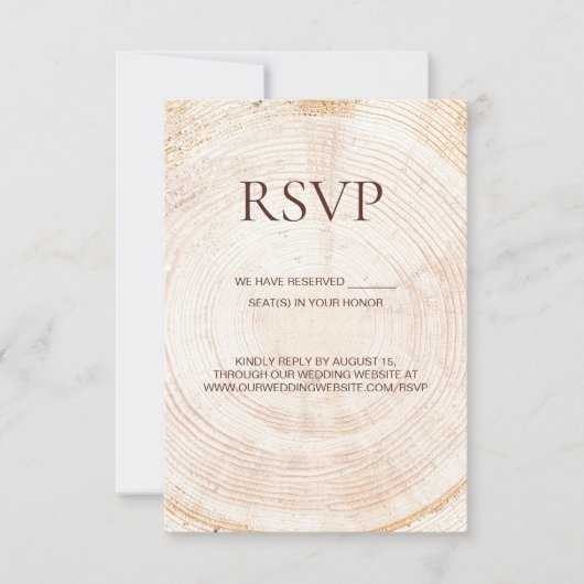 Rustic Wood Slice Tree Ring Wedding reserved seats 出欠カード (正面)
