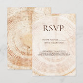 Rustic Wood Slice Tree Ring Wedding reserved seats 出欠カード (正面/裏面)