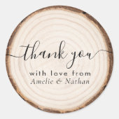 Rustic Wood Slice Wedding Thank You ラウンドシール (正面)