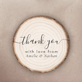Rustic Wood Slice Wedding Thank You ラウンドシール