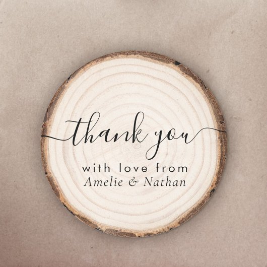 Rustic Wood Slice Wedding Thank You ラウンドシール