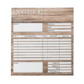 Rustic Wood Small Invoice Form Business Logo ノートパッド (正面)
