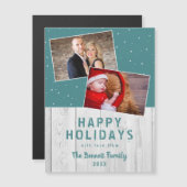 Rustic Wood Snow Holiday 2 Photo Collage  (正面/裏面)