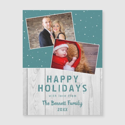 Rustic Wood Snow Holiday 2 Photo Collage  (正面)