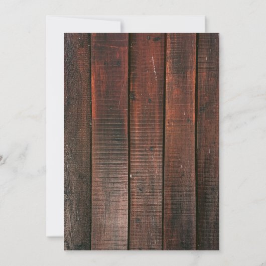 Rustic Wood String Light Barn Lace Country Wedding 招待状 (裏面)