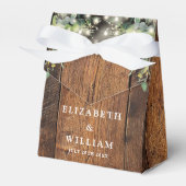 Rustic Wood String Lights Greenery Wedding フェイバーボックス (正面サイド)