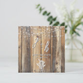 Rustic Wood String Lights Mason Jar Save the Dates (スタンド正面)
