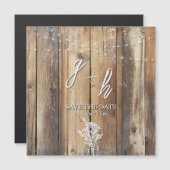 Rustic Wood String Lights Mason Jar Save the Dates (正面/裏面)