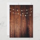 Rustic wood string lights monogram country Wedding 招待状 (裏面)