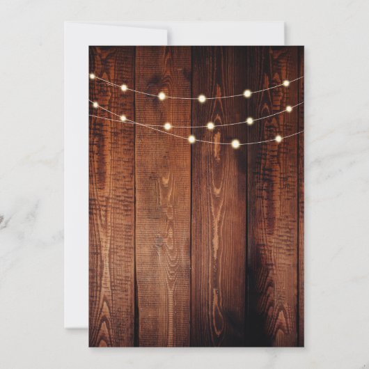 Rustic wood string lights monogram country Wedding 招待状 (裏面)