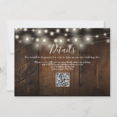 Rustic Wood String Lights Photo QR code Wedding 招待状 (裏面)