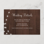 Rustic wood string lights wedding guest details エンクロージャーカード (正面)