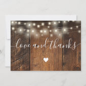 Rustic Wood String Lights Wedding Photo サンキューカード (正面)