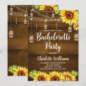 Rustic Wood Sunflower Bachelorette Party 招待状 (正面/裏面)