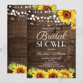 Rustic Wood Sunflower Bridal Shower 招待状 (正面/裏面)