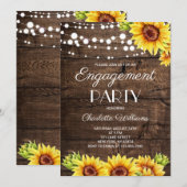 Rustic Wood Sunflower Engagement Party 招待状 (正面/裏面)