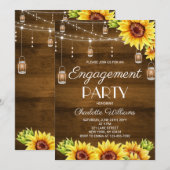 Rustic Wood Sunflower Engagement Party 招待状 (正面/裏面)