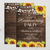 Rustic Wood Sunflower Housewarming Party 招待状 (正面/裏面)