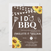 Rustic Wood Sunflower I Do BBQ Engagement Party 招待状 (正面)