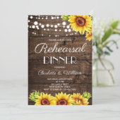 Rustic Wood Sunflower Rehearsal Dinner 招待状 (スタンド正面)