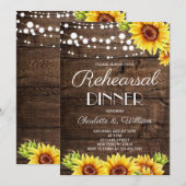 Rustic Wood Sunflower Rehearsal Dinner 招待状 (正面/裏面)