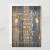 Rustic Wood Sunflower Save The Date Fall Wedding N 招待状 (正面)