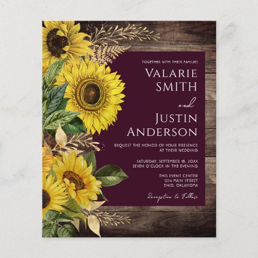 Rustic Wood Sunflower Wedding All in One (正面)