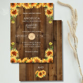 Rustic Wood Sunflower Wedding Invitation 招待状