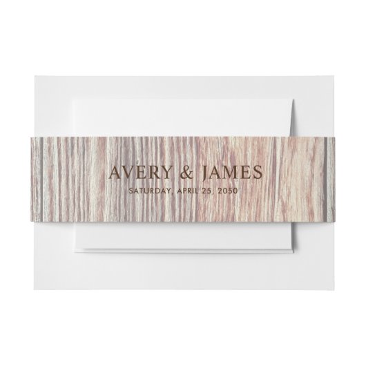 Rustic Wood Texture Wedding Invitation Belly Band 招待状ベリーバンド (正面例)