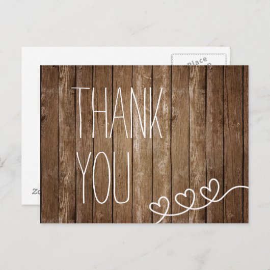 Rustic Wood Thank You Post Card ポストカード (正面/裏面)