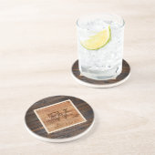 Rustic Wood Tone Monogram Design Sandstone コースター (側面)