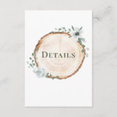 Rustic Wood Wedding botanical Details QRコード エンクロージャーカード (正面)