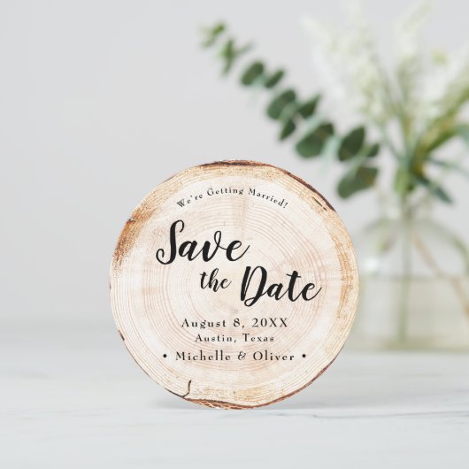 Rustic Wood Wedding Save the date custom photo 招待状 (スタンド正面)
