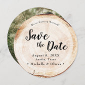 Rustic Wood Wedding Save the date custom photo 招待状 (正面/裏面)
