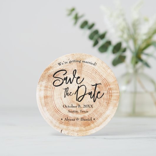 Rustic Wood Wedding Save the date QR code 招待状 (スタンド正面)