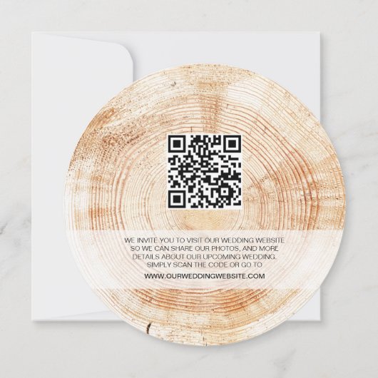 Rustic Wood Wedding Save the date QR code 招待状 (裏面)