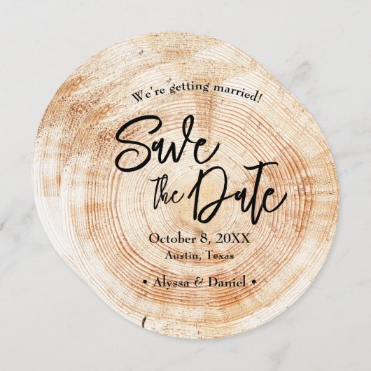 Rustic Wood Wedding Save the date QR code 招待状 (正面/裏面)