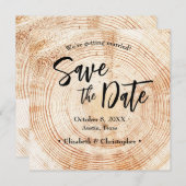 Rustic Wood Wedding Save the date with website Inv 招待状 (正面/裏面)
