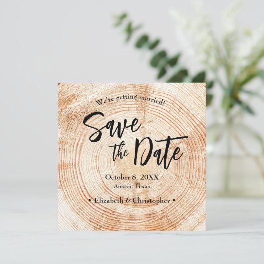 Rustic Wood Wedding Save the date with website Inv 招待状 (スタンド正面)