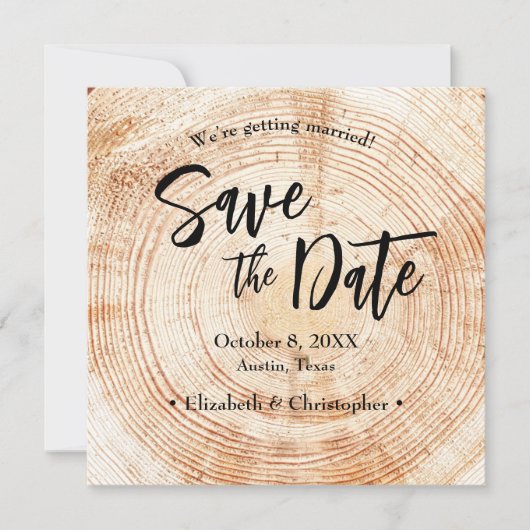 Rustic Wood Wedding Save the date with website Inv 招待状 (正面)