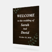 Rustic Wood Wedding Welcome Sign with Eucalyptus L アクリルサイン (傾斜)