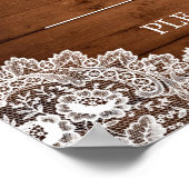 Rustic Wood & White Lace Favors Wedding Sign ポスター (角)