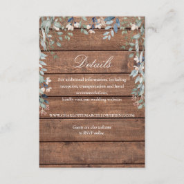 Rustic Wood Wildflowers Floral Wedding Details エンクロージャーカード