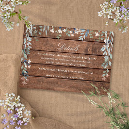 Rustic Wood Wildflowers Floral Wedding Details エンクロージャーカード