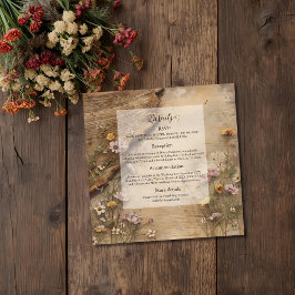 Rustic Wooden Bohemian Floral Wedding  エンクロージャーカード