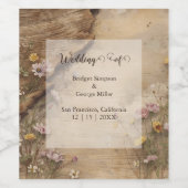 Rustic Wooden Bohemian Floral Wedding  ワインラベル (シングルラベル)